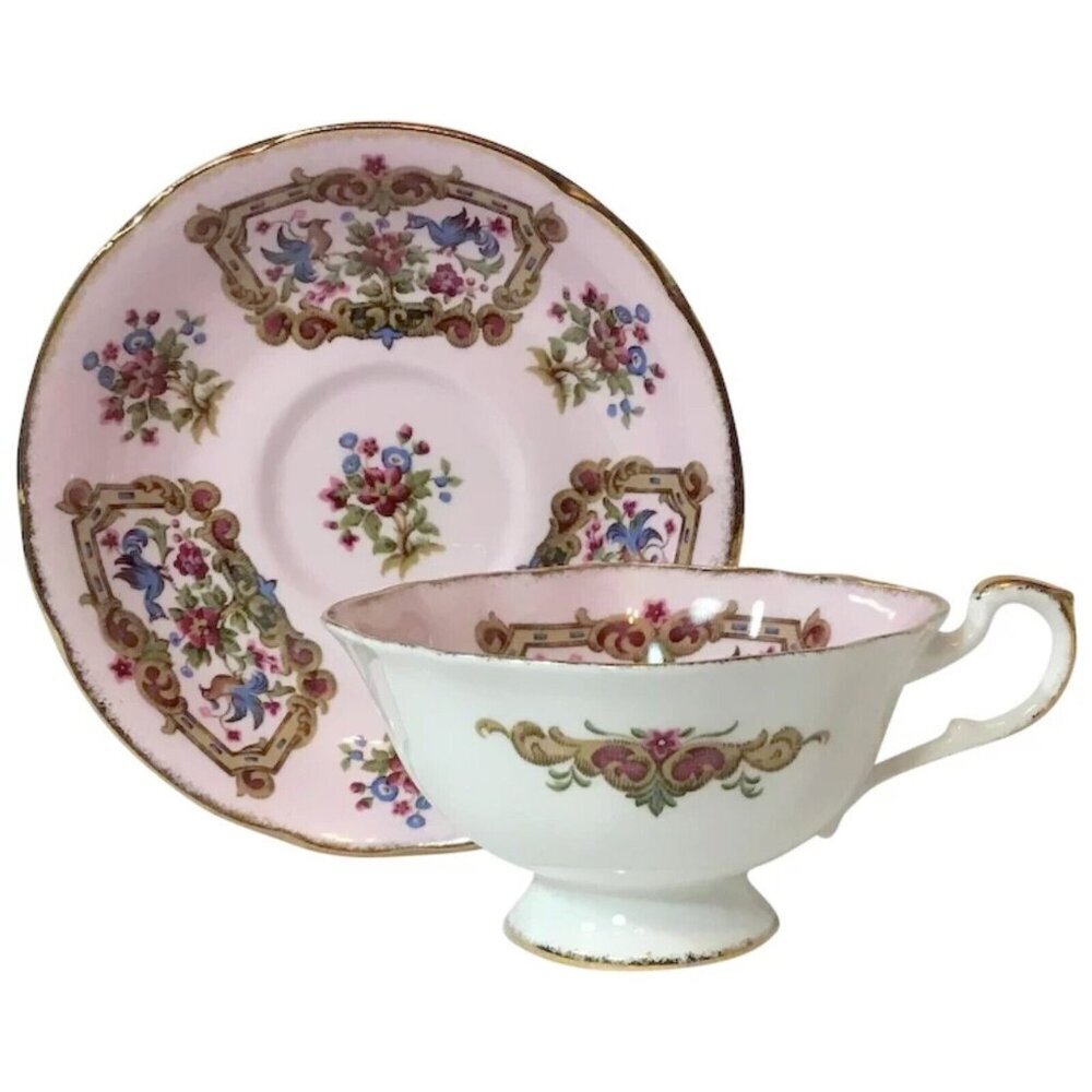Vintage Paragon Teacup and Saucer Sheraton from the Antique Series Pink 1940s